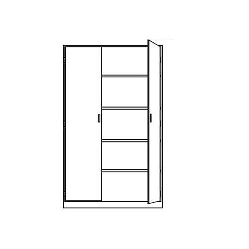Deskin Flügeltürenschrank CONCEPT LINE, Buchedekor, Korpus Metall Alusilber, B 1200 x H 1900 x T 420 mm, inkl. 4 Fachböden, 5 Ordnerhöhen, 270246