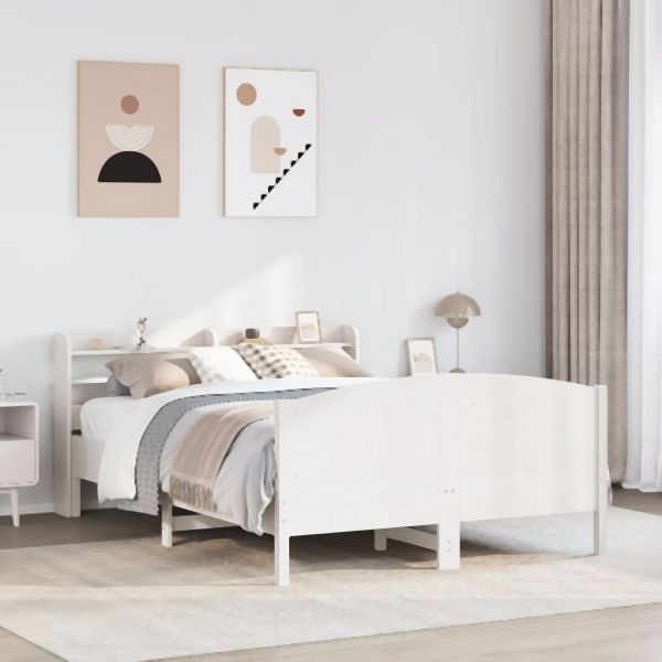 vidaXL Massivholzbett ohne Matratze Weiß 140x200 cm Kiefernholz, 3306967