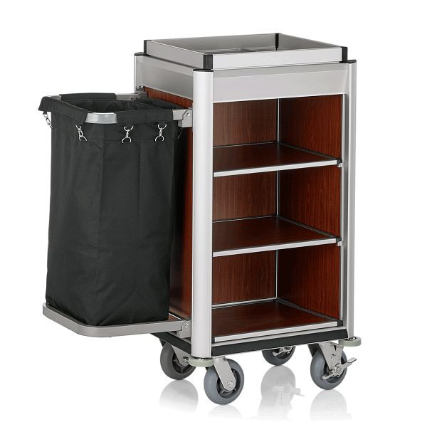WAS Zimmerservicewagen Isabella, 1 Wäschesack, 95 x 53, x 116 cm, helle Kantenprofile & dunkle Holzoptik, 4455001