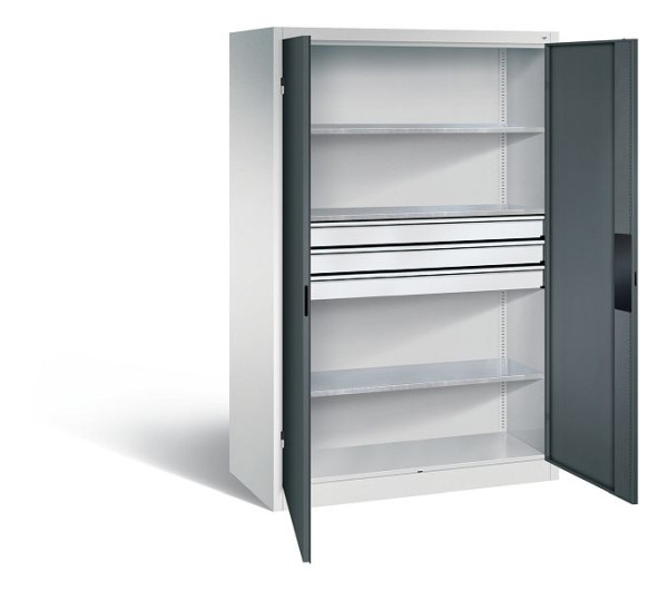 C+P Werkzeugschrank Acurado, H1950xB1200xT600mm, Farbe: Lichtgrau / Anthrazitgrau, Muldengriff, 8932-5230 S10145