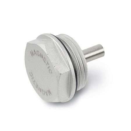 Ganter Magnetstopfen, Aluminium, NBR-Dichtung, beständig bis 100 °C, blank (GN 738-32-G3/4), VE: 10 Stück, 738-32-G3/4