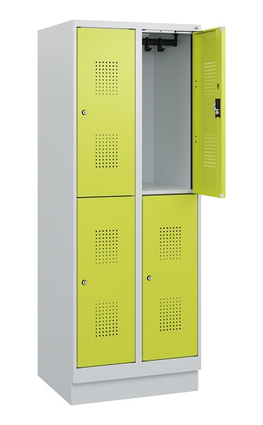 C+P Doppelstöckiger Spind Evolo PLUS, Sockel, 4 Fächer, 1630x600x500mm, 7035/002, Zylinderschloss, 0493205-20 S10042