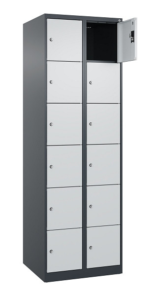 C+P Schließfachschrank Evolo PLUS, 12 Fächer, 1850x600x500mm, 7016/7035, 049000-206 S10017