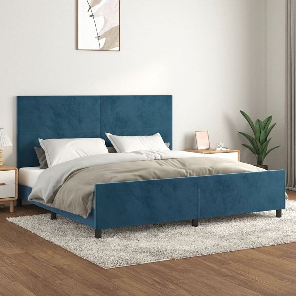 vidaXL Bettgestell mit Kopfteil Dunkelblau 200x200 cm Samt, 3125657