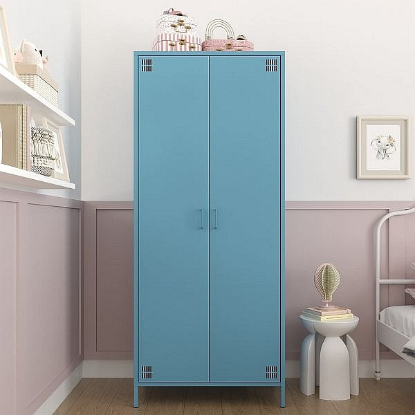 Mades Metall Möbel Pera12, Kleiderschrank 2 Türen - 80,5 x 50 x 189,5 cm Blau, 152.68.10.111.03