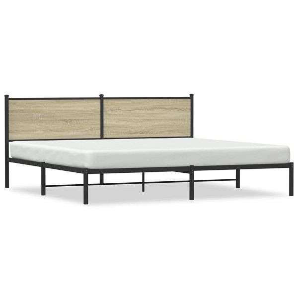 vidaXL Bettgestell mit Kopfteil Metall Sonoma-Eiche 193x203 cm, 4007722