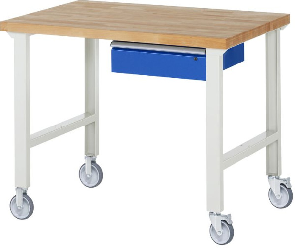 RAU Fahrbare Werkbank 7001A1, 1250x900x1000mm, je 2 Bockrollen und Lenkrollen, 05-7001A1-129B4S22.11
