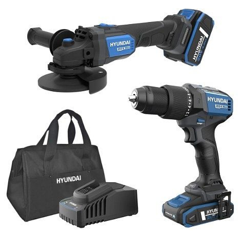 HYUNDAI Akku-Combo Kit, Schlagbohrschrauber HD20X-60 & Winkelschleifer AG20X-115, S02-FTB