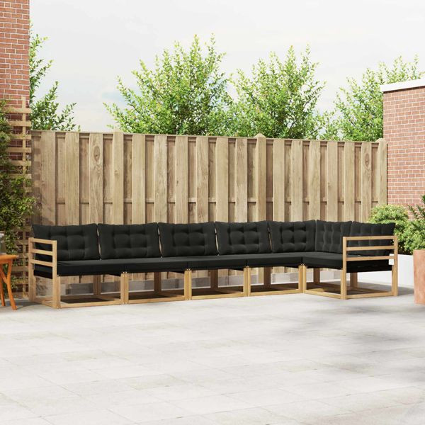 vidaXL Outdoor-Sofagarnitur mit Kissen 6-teilig Weiß und Schwarz, 3388722