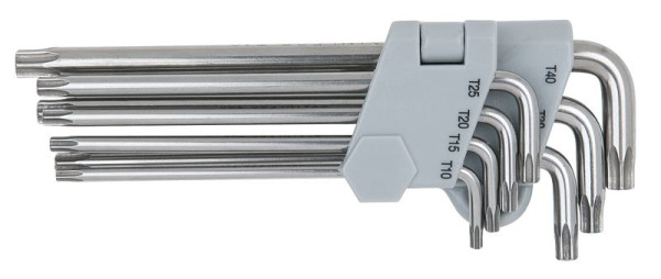 KS Tools Edelstahl Torx-Winkelstiftschlüssel mit Bohrung, lang, 7-teilig, 964.0615