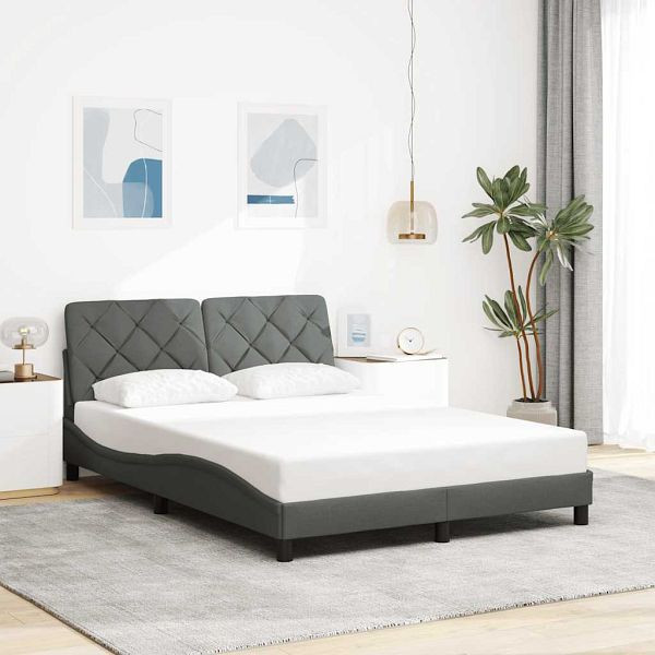 vidaXL Bettgestell ohne Matratze Dunkelgrau 120x200 cm Stoff, 3310588