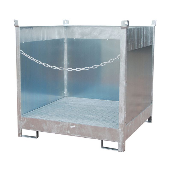 STEIN HGS Fass-Stapelpalette FSP, feuerverzinkt, feuerverzinkt, 275 Liter, Spritzschutzwand 3-seitig, 79140.0054