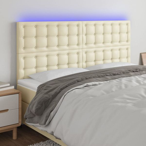 vidaXL LED Kopfteil Creme 160x5x118/128 cm Kunstleder, 3122522, 8720287291664
