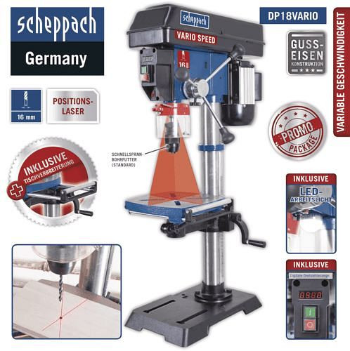 Scheppach Bohrmaschine DP18Vario - 230-240V 50Hz 550W, 5906807901