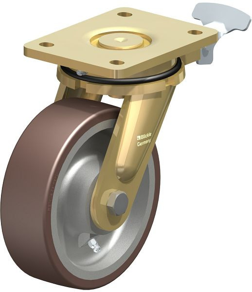 Blickle LS-GB 160K-RI4 Stahlgeschweißte Schwerlast-Lenkrolle, schwere Drehkranz-Ausführung, Blickle Besthane®, Braun, 744129