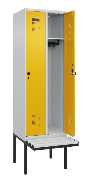 C+P Spind Evolo PLUS, 2 Abteil, 2120x600x815mm, 7035/1004, Drehriegel, Material Sitzfläche Kunststoff, 0490407-20 S10054