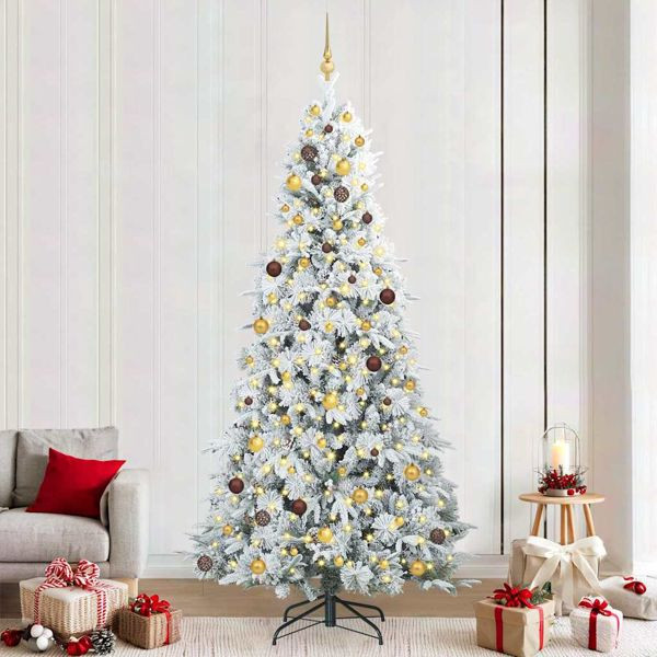 vidaXL Künstlicher klappbarer Weihnachtsbaum Weiß 240 cm PE und PVC, 3397507