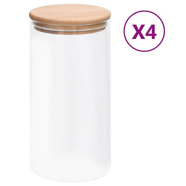 vidaXL Vorratsgläser mit Bambusdeckel 4 Stück 1200 ml, 150705