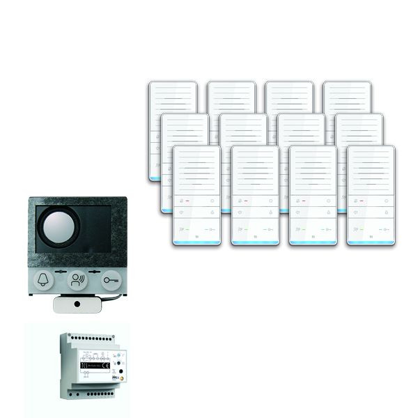 TCS Türkontrollsystem audio:pack Einbau für 12 Wohneinheiten, mit Einbaulautsprecher ASI12000, 12x Freisprecher ISW5031, Steuergerät BVS20, PAIF120/002