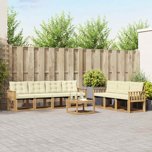 vidaXL Outdoor-Sofagarnitur mit Kissen 8-teilig Weiß und Creme, 3389280