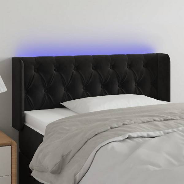 vidaXL LED Kopfteil Schwarz 93x16x78/88 cm Samt, 3123610