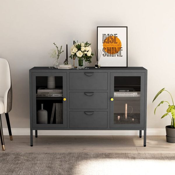 vidaXL Sideboard Anthrazit 105x35x70 cm Stahl und Hartglas, 336078