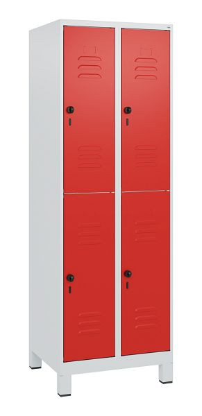 C+P Doppelstöckiger Spind Classic PLUS, Füße, 2 Abteile, 1800x600x500mm, 7035/3020, Drehriegel, 0803107-20 S10002