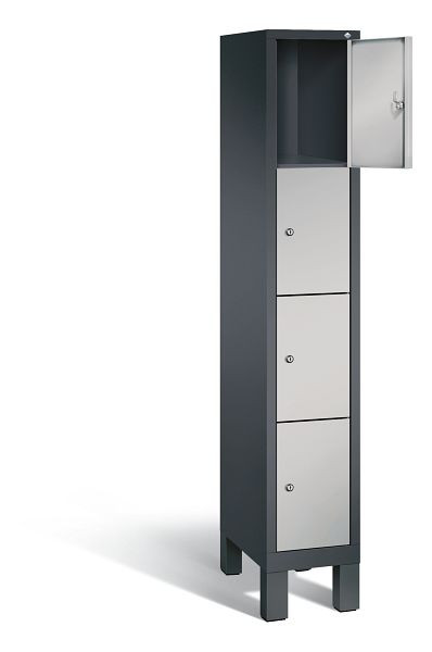 C+P Schließfachschrank Evolo, H1850xB320xT500mm, Farbe: Schwarzgrau / Weißaluminium, 48010-104 S10105