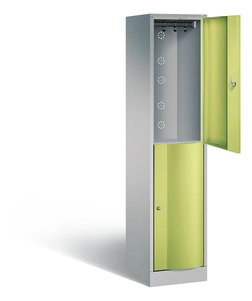 C+P Spind doppelstöckig Resisto, H1950xB396xT540mm, Farbe: Weißaluminium / Viridingrün, 8270-172 S10056