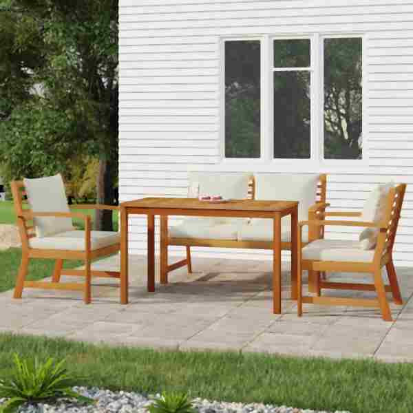 vidaXL 4-tlg. Garten-Essgruppe mit Kissen Massivholz Akazie, 3154978