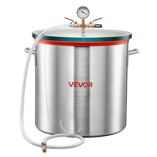 VEVOR 56,8 L Vakuumkammer aus Aluminium, mit Glasdeckel, Schlauch, Filter, für Harzguss, Stabilisierung, Silikon, JSZKTJS15GALLSUKI001V0