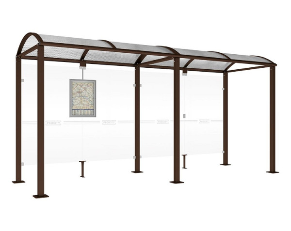Procity Wartehalle Vierkantrohr - Ohne Seitenverkleidungen, Farbe RAL 8017, Maße: Breite 5000 x Höhe 2560 x Tiefe 1600 mm, 529209.8017