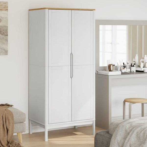vidaXL Kleiderschrank FLORO Weiß 77x53x171 cm Massivholz Kiefer, 374006
