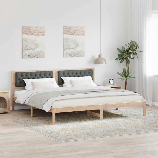 vidaXL Bettgestell mit Kopfteil Dunkelgrau 200 x 200 cm Stoff, 3394234