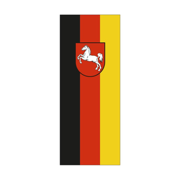 Stein HGS Landesflagge Niedersachsen, 300x120cm, mit Kunststoff-Karabiner, FlagTop 110 g/m², für Fahnenmasten 7 m mit Hohlsaum für Ø 4cm Ausleger, 26436