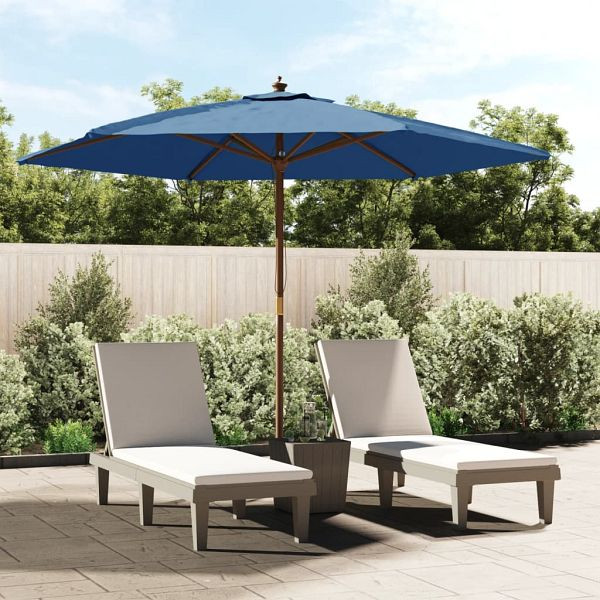 vidaXL Sonnenschirm mit Holzmast Azurblau 299x240 cm, 363174
