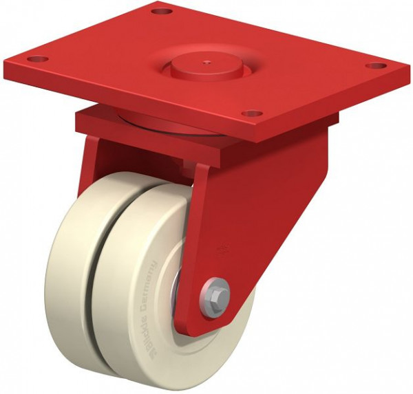 Blickle LSD-GSPO 250K Stahlgeschweißte Super-Schwerlast-Doppel-Lenkrolle, extra schwere Drehkranz-Ausführung, Gusspolyamid, Weiß, 235754