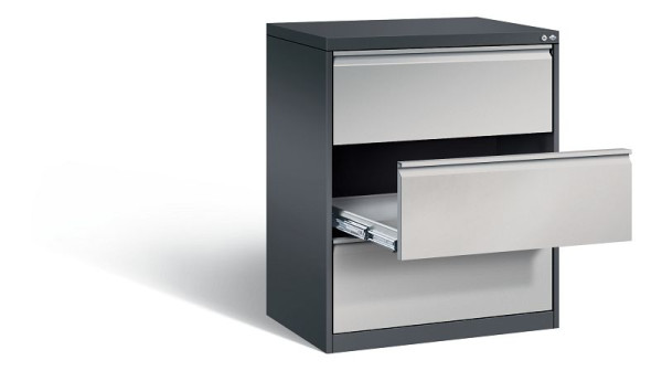 C+P Karteischrank Acurado, H1045xB787xT590mm, Farbe: Schwarzgrau / Weißaluminium, Griffleiste, 12923-322 S10034