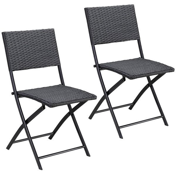 casaria Polyrattan Klappstuhl Rom 2er-Set Schwarz, 108668