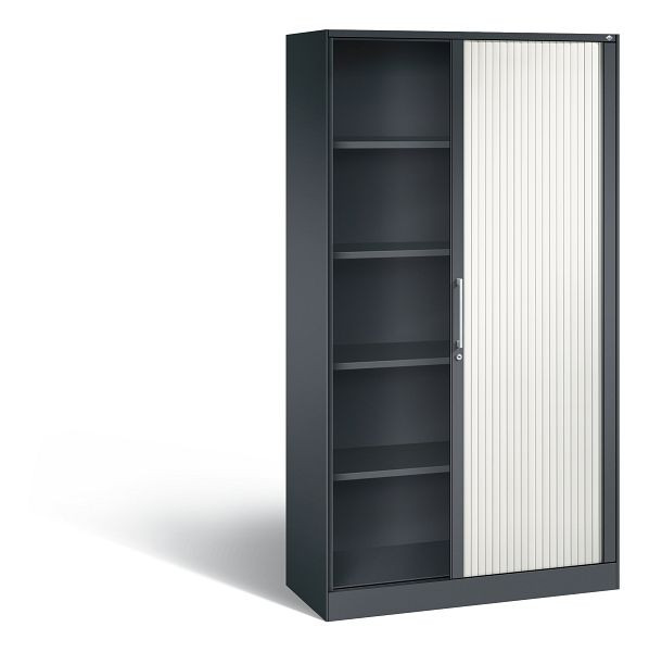 C+P Rollladenschrank Asisto, H1980xB1000xT435mm, Farbe: Schwarzgrau / Verkehrsweiß, Bügelgriff, 5 OH, 143002-000 S10079