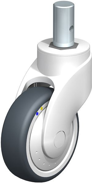 Blickle LWKXE-TPA 101XK-ELS-FK-ZAX55 Kunststoff-Lenkrolle WAVE, rostfrei, mit Zapfen, Thermoplastisches Gummi-Elastomer, Grau, 752308