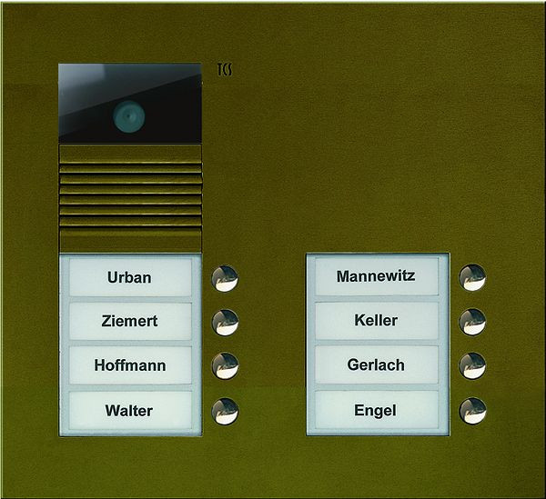 TCS Video Außenstation Serie AVU mit 8 Klingeltasten (rechtsbündig), 2-spaltig, UP bronze, AVU15080-0012