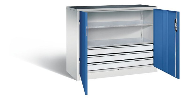 C+P Werkzeugschrank Acurado, H1000xB1200xT500mm, Farbe: Lichtgrau / Enzianblau, Muldengriff, 8831-5035 S10149