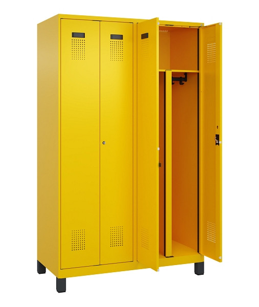 C+P PSA Schwarz-Weiß-Spind Evolo PLUS, mit Füßen, 4 Abteile, 1950x1200x500mm, 1, Zylinderschloss, 049012-40P S10049