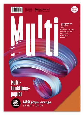 Staufen Multifunktionspapier 7X PLUS - A4, 120 g/qm, orange, 35 Blatt, 734051294