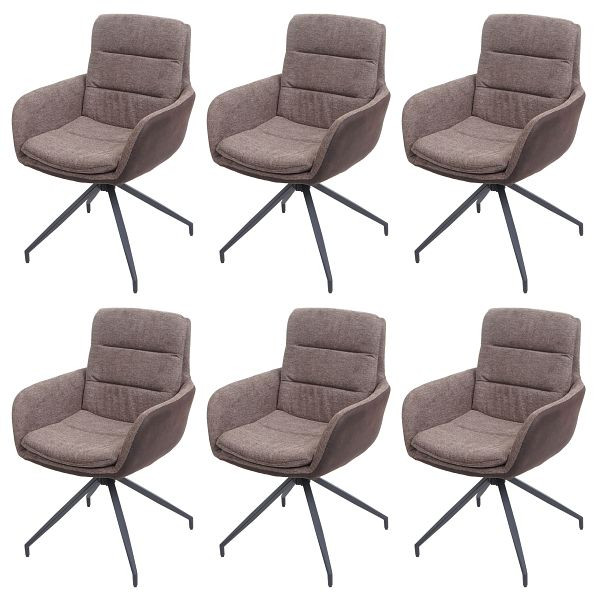 Mendler 6er-Set Esszimmerstuhl HWC-K32, Küchenstuhl Lehnstuhl Stuhl, drehbar Auto-Position, Stoff MVG, braun-dunkelbraun, 6x89657