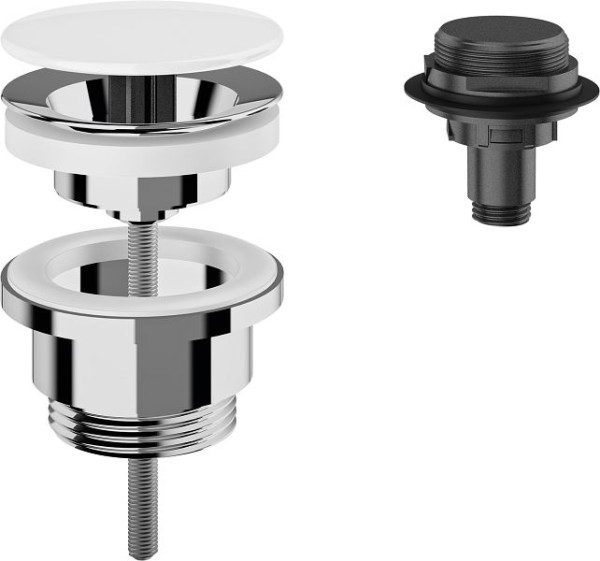 KWC Haubenablaufventil, Ronda, G1 1/4B, Messing verchromt, Haube weiß, 2030057339