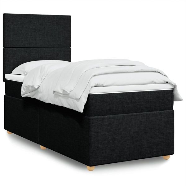 vidaXL Boxspringbett mit Matratze Schwarz 90x190 cm Stoff, 3291130