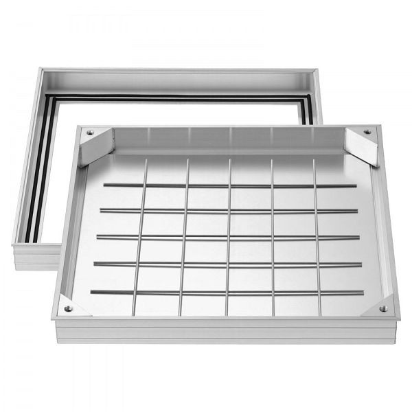 VEVOR Schachtabdeckung mit Rahmen 50x50 cm, unsichtbar, aus Aluminiumlegierung, für Gehwege, Gärten & Terrassen, JGJKJQRSJGJKVCT0W001V0