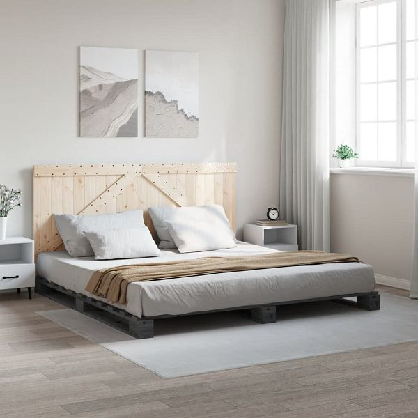 vidaXL Massivholzbett mit Kopfteil Grau 200x200 cm Kiefer, 3281567
